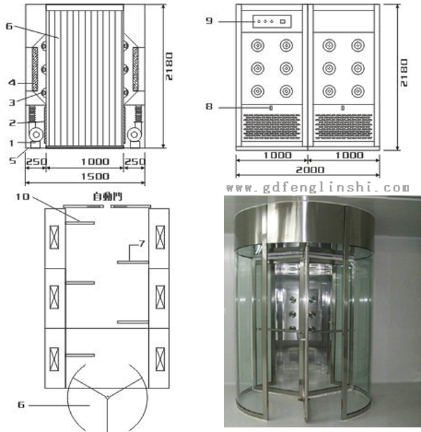 自动旋转门风淋室结构图